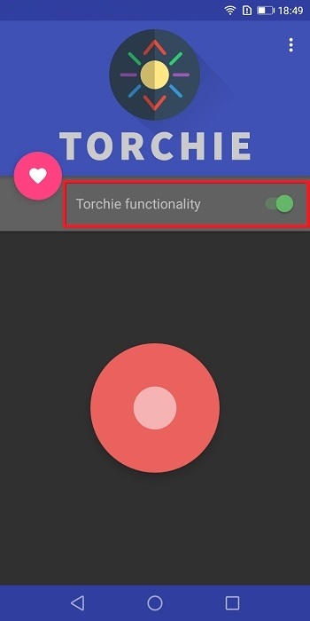 Toggling on "Torchie functionality" option in Torchie app.