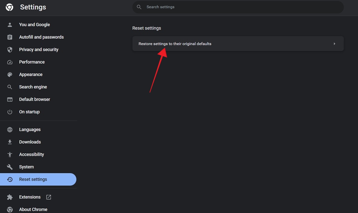 Clicking on "Restore settings to their original defaults" button in Chrome. 