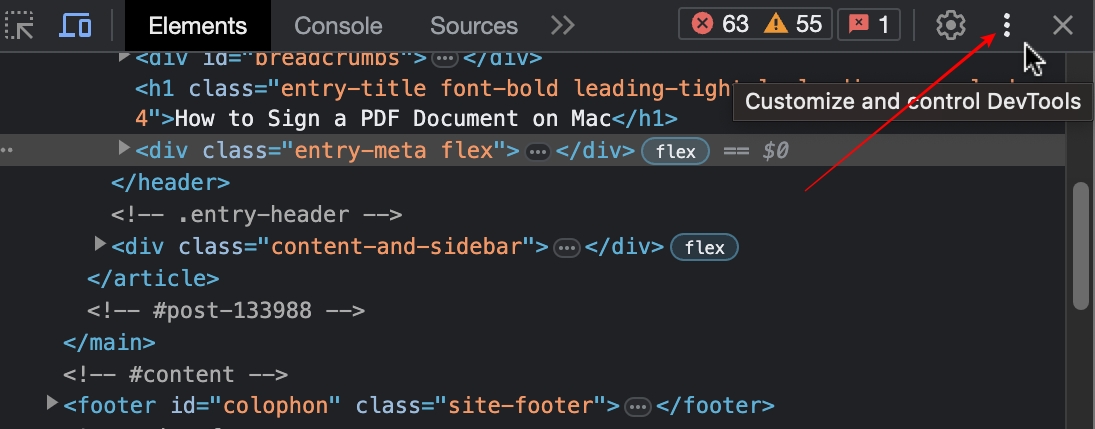 Customize And Control Dev Tools Button On Chrome In A Mac
