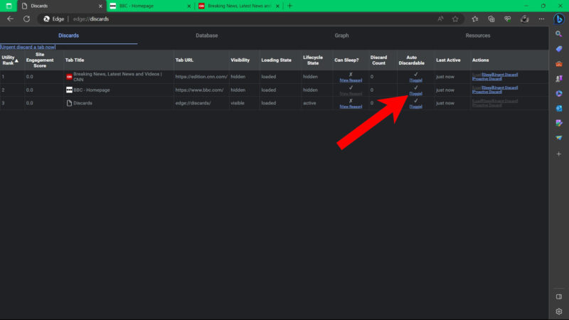 Disable Auto Refresh Browser Edge Discard