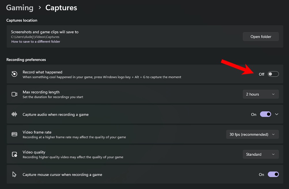 Disabling "Record what happened" option under "Captures" in Settings. 