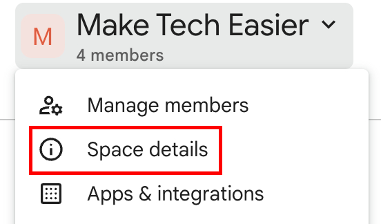 Google Spaces Space Details