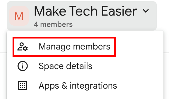 Google Spaces Manage Members