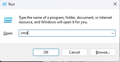 Typing "cmd" in Run window. 