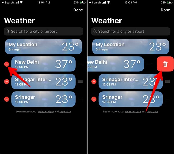 Iphone Weather App Location Delete