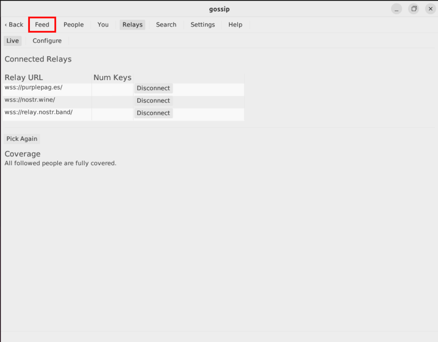 A highlighted screenshot showing the link for the Feed category.