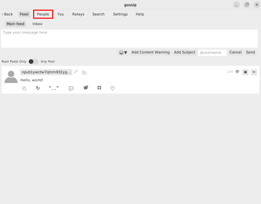 A highlighted screenshot showing the link for the People category in Gossip.