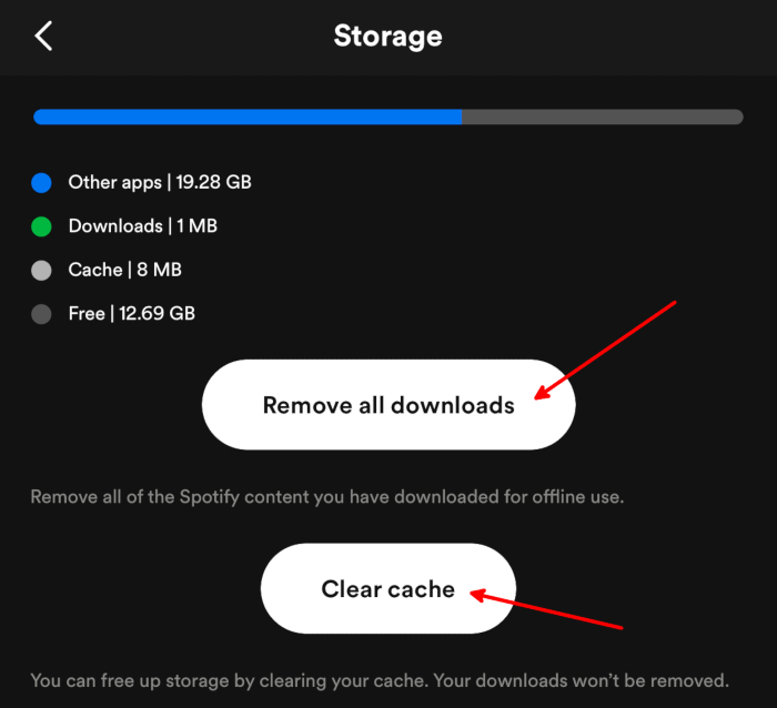 Ios Ipados Spotify Storage Clear Cache Remove Downloads