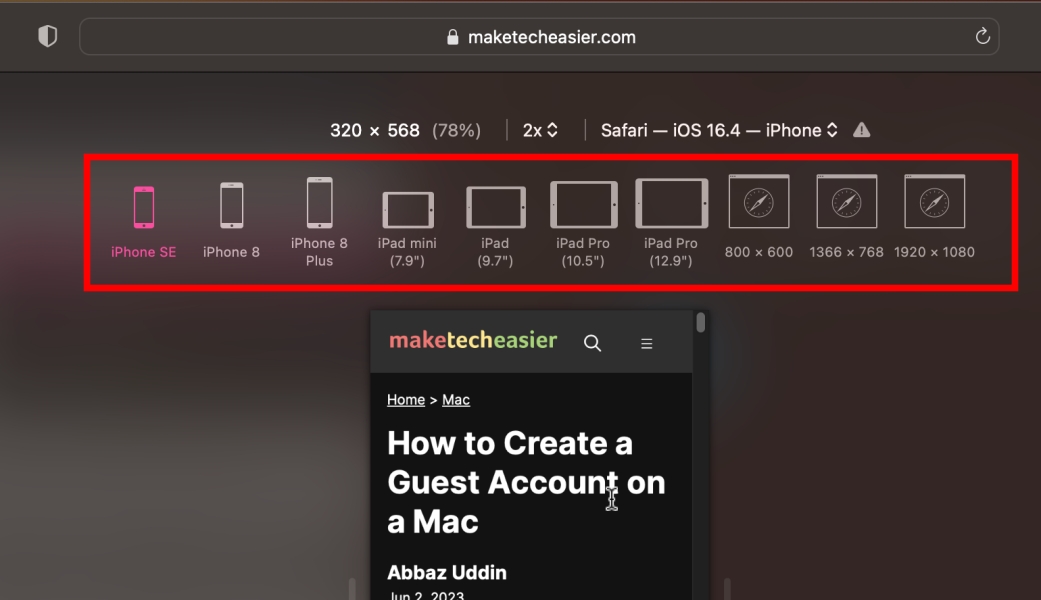 Iphone View On Safari Inspection Tool