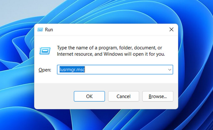 Typing "lusrmgr.msc" in Run window. 