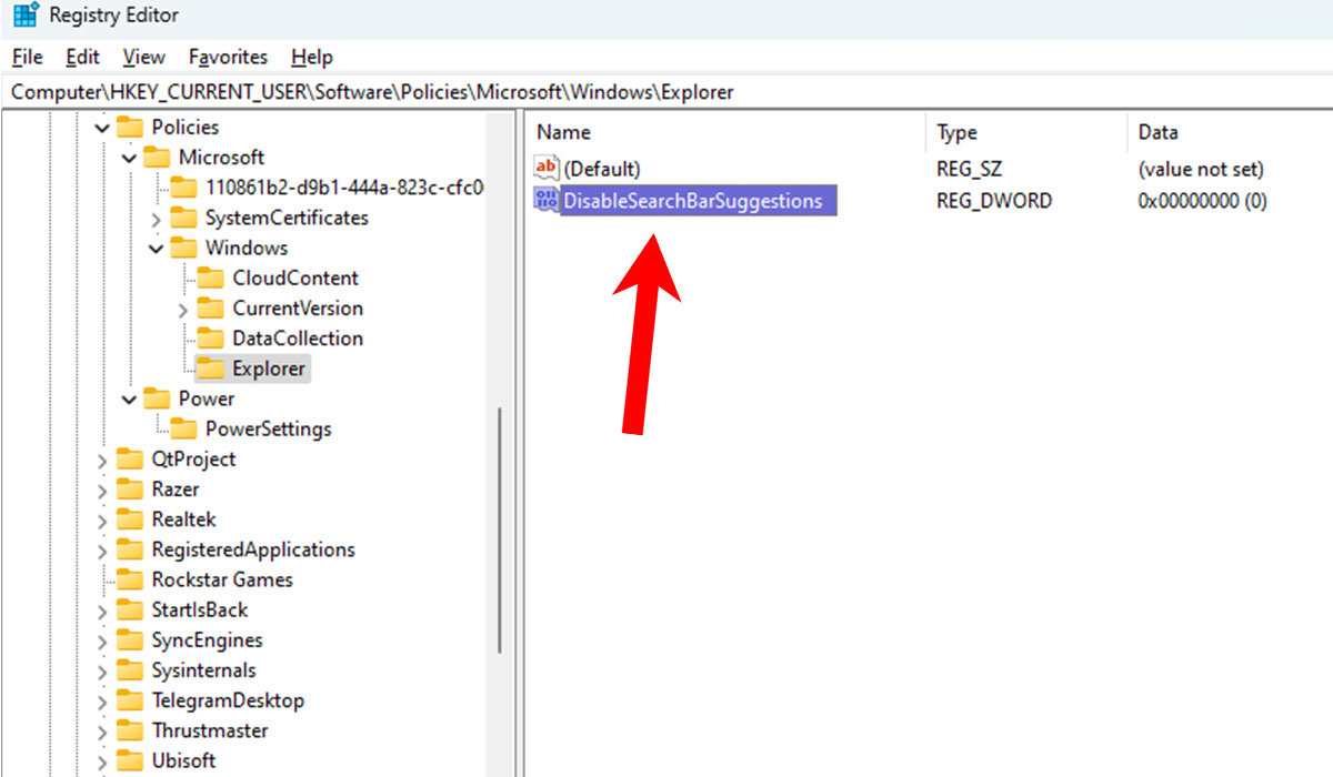 Naming new DWORD value in Registry Editor.