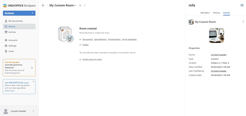Onlyoffice Docspace Review New Room