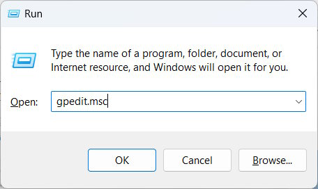 Typing "gppedit.msc" in Run window.
