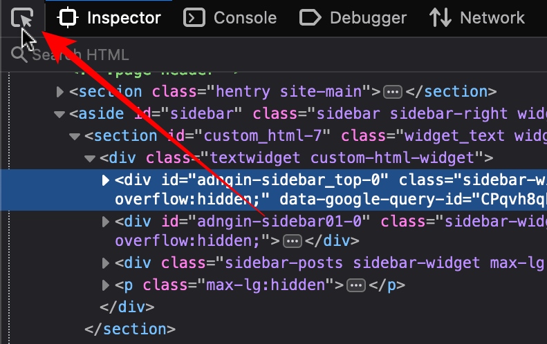Pick An Element From The Page On Firefox
