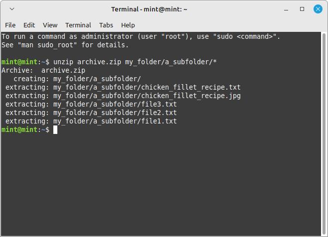 Selective Unzip Contents Of A Single Folder