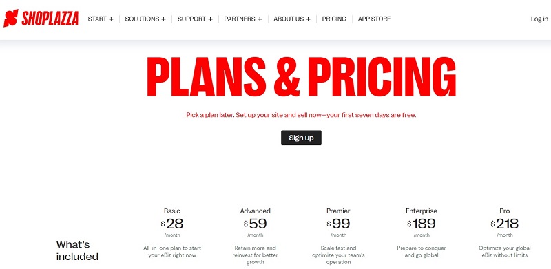 Shoplazza Ecommerce Website Builder Review Pricing