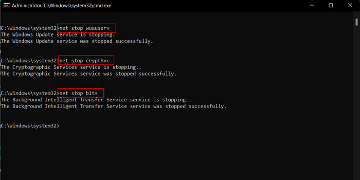 Typing various commands in cmd.