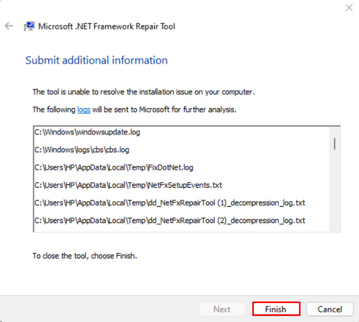 Submitting Additional Information To The Framework Repair Tool