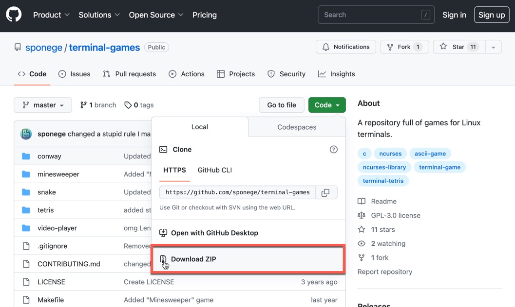 Terminal Games Github