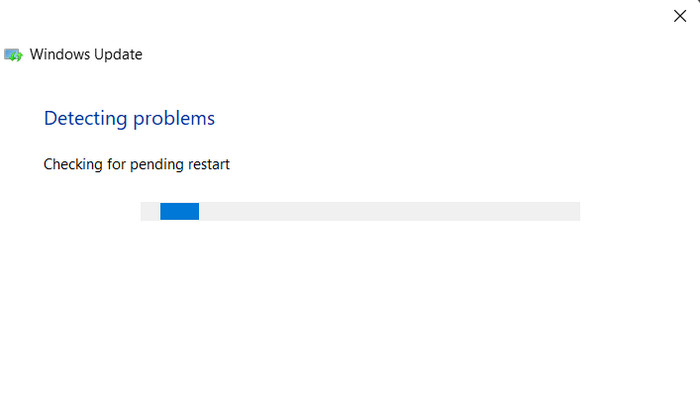 Windows Update troubleshooter scanning for troubles.