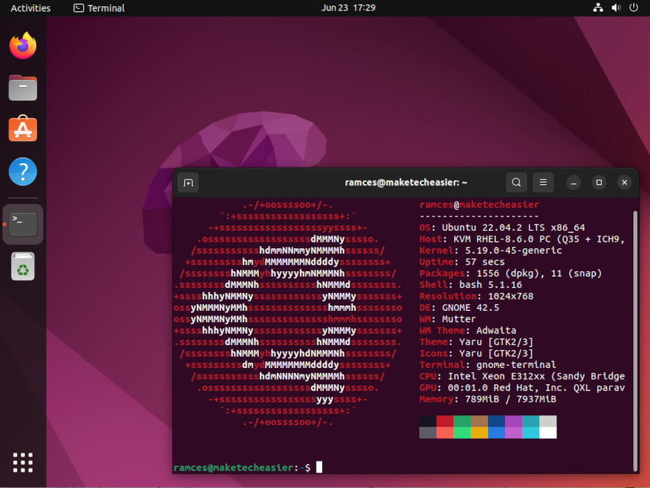 A screenshot showing an Ubuntu Linux desktop.