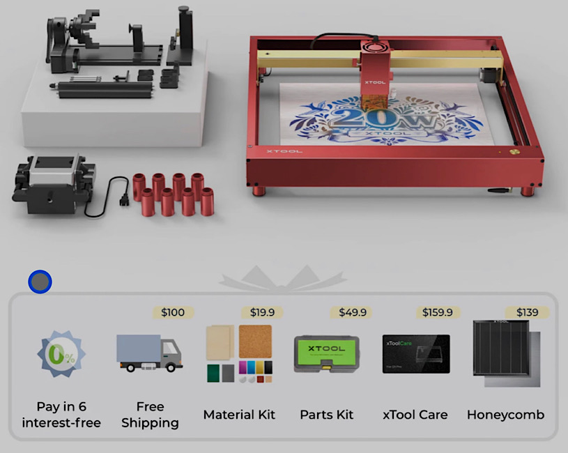 Xtool 20w Laser Cutter Engraver Deluxe Kit