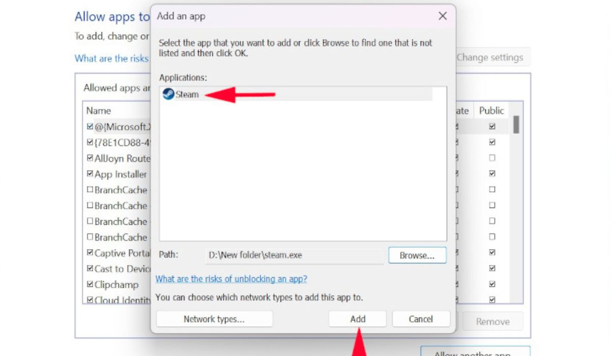 Select "Steam" from the applications.
