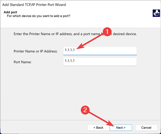 Adding Printer Ip Address