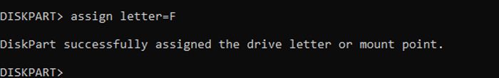 Typing "assign letter" command in Terminal app.