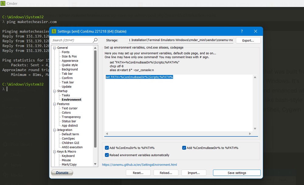 Cmder interface view. 