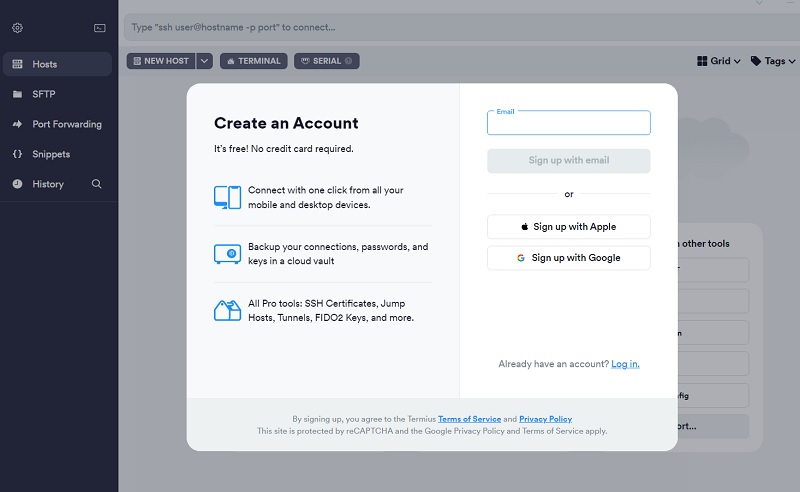 Termius a Windows emulator. 