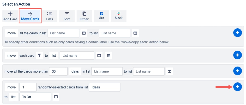 Board Button Move Random Cards trigger