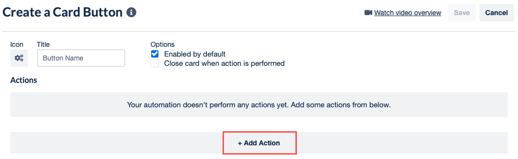 Card Button Add Action button