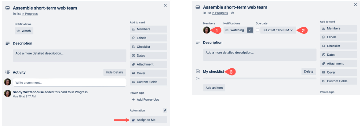 Card Button and automated actions