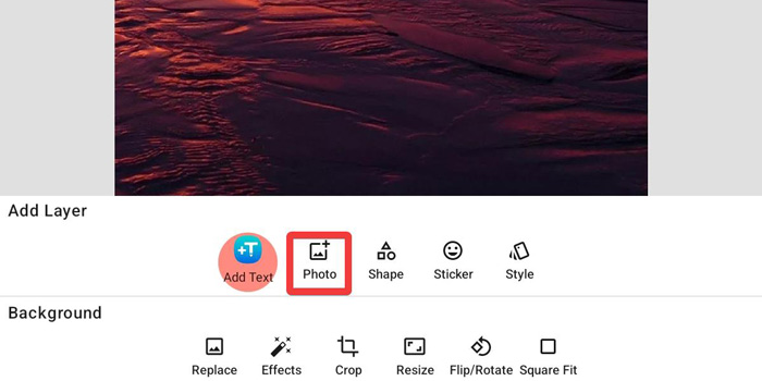 Choosing The Photo Layer On Add Text