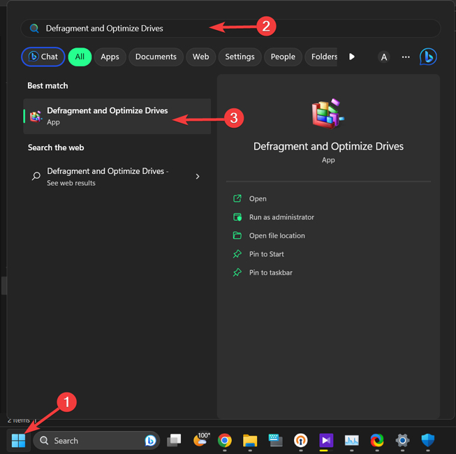Click On The Start Menu Type Defragment And Optimize Drives And Press Enter