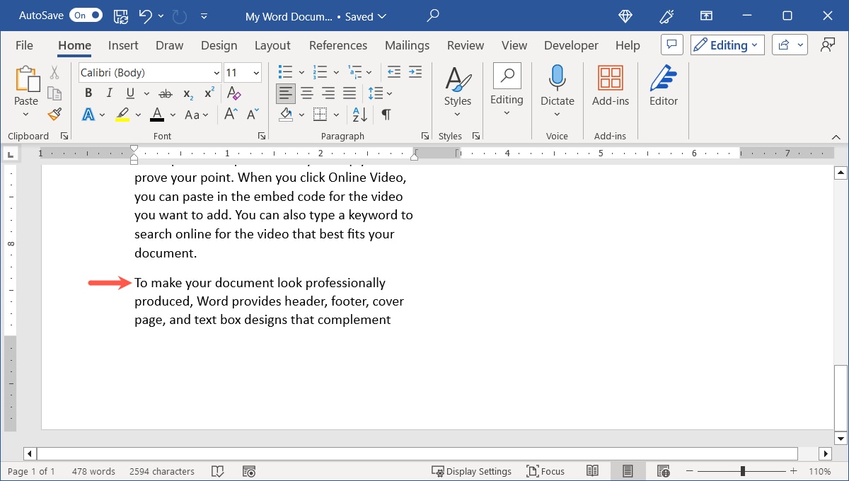 Cursor position for a column break