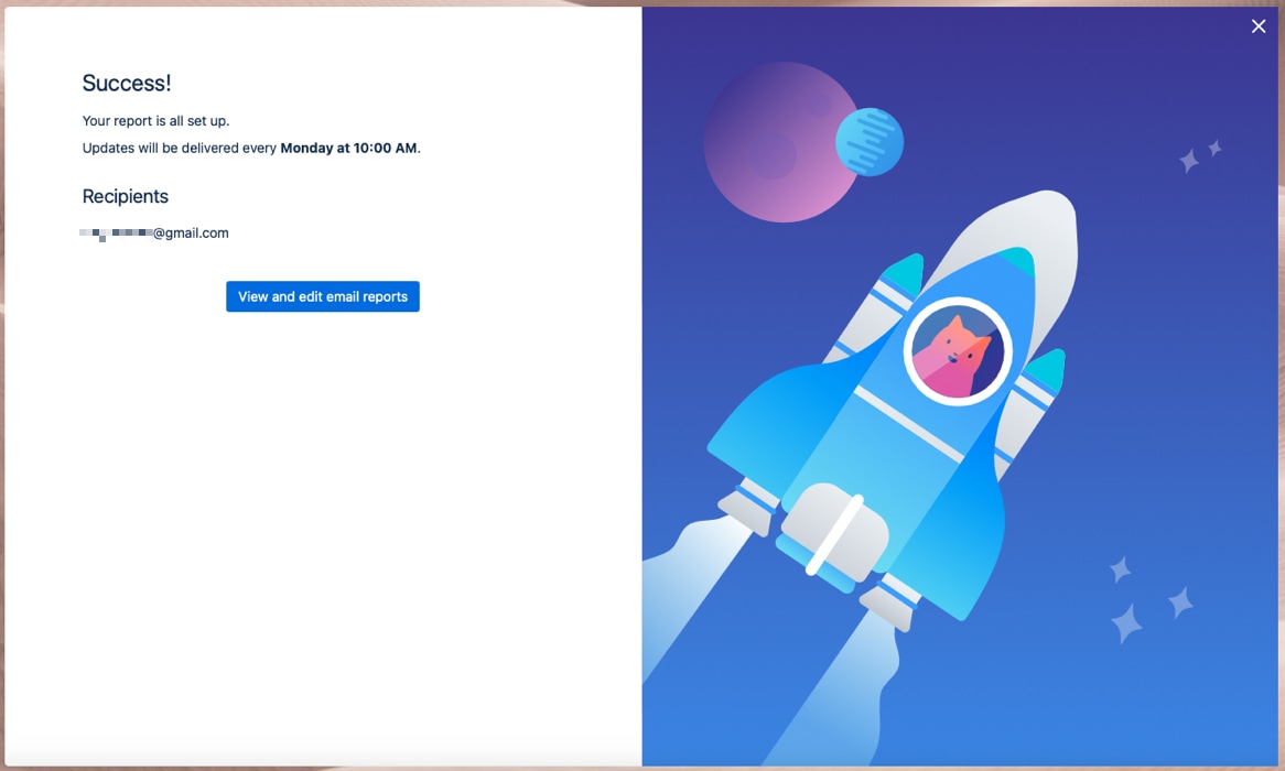 Due Soon Email Report Success screen