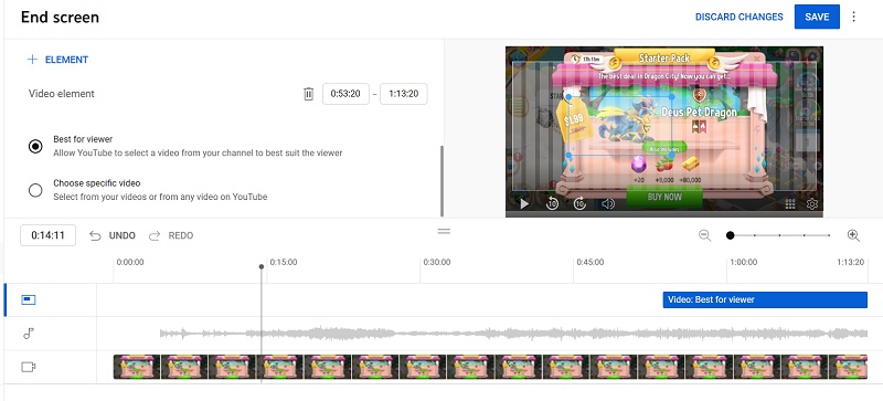 Video template confirmation in YouTube studio. 