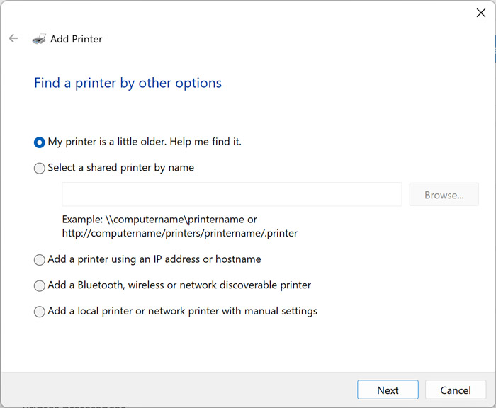 Following The Printer Wizard
