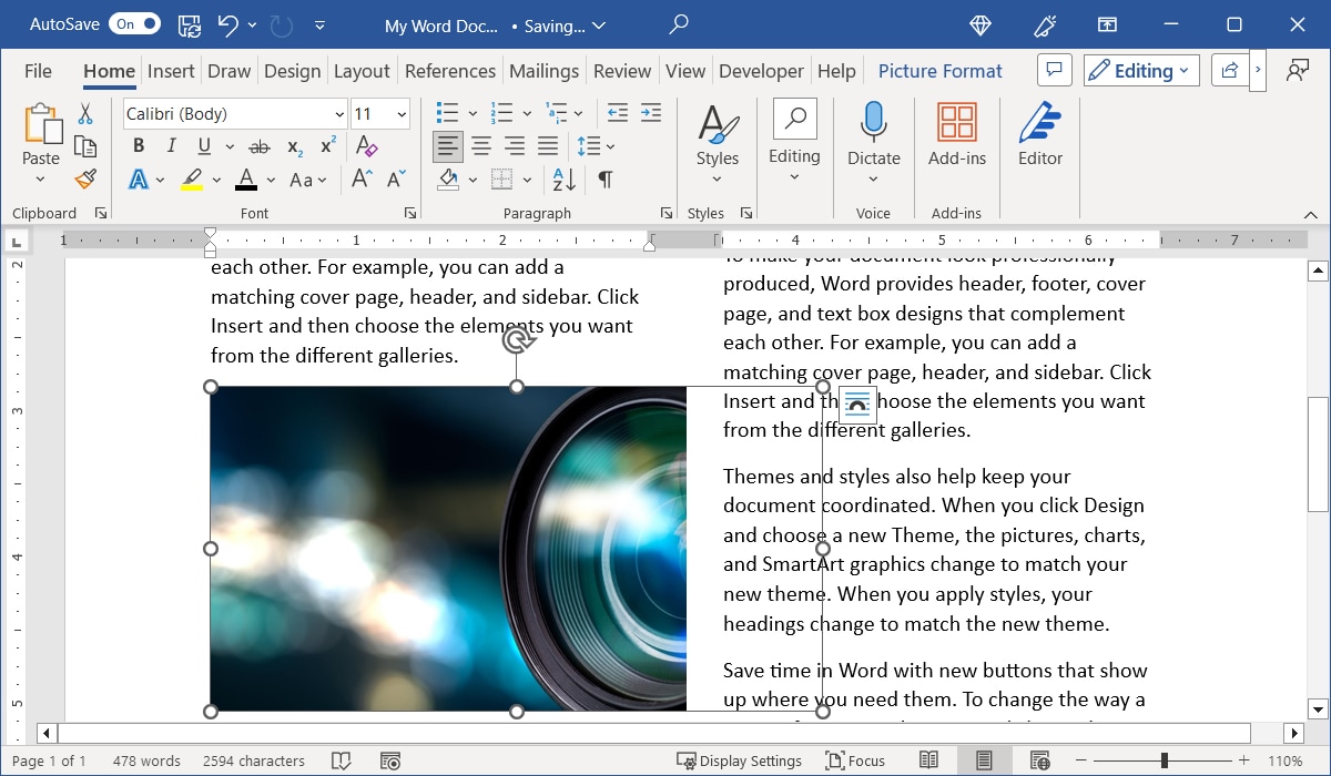 Image cut off by columns in Word