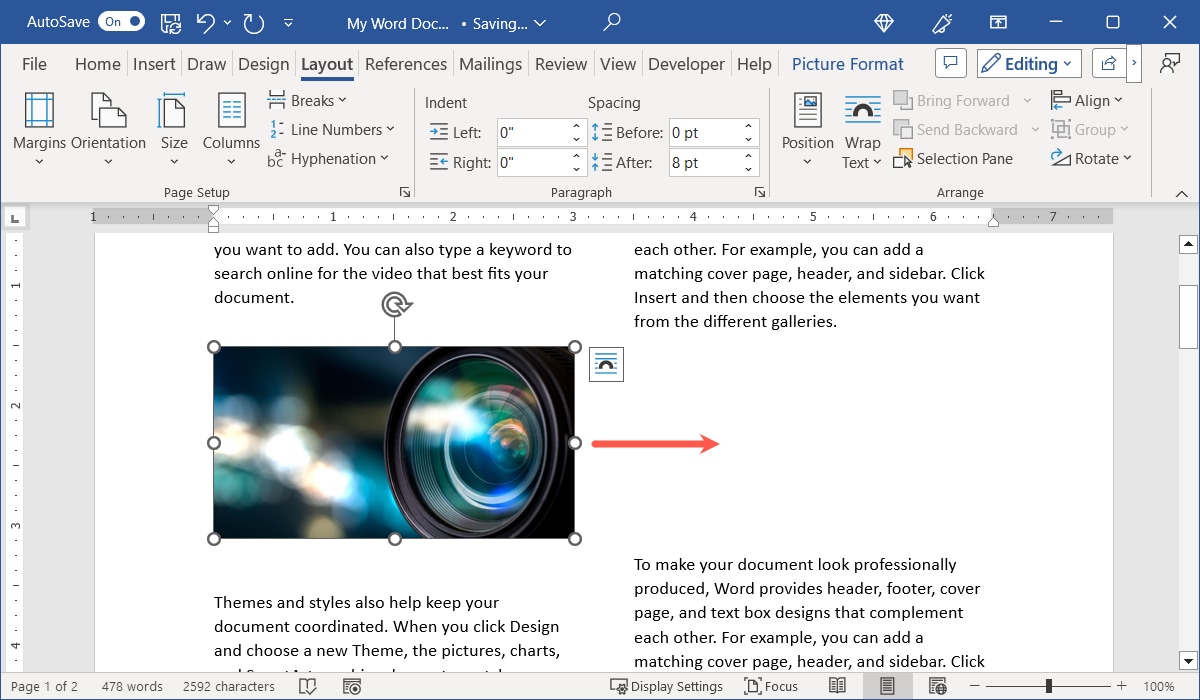 Room created for an image in a column layout