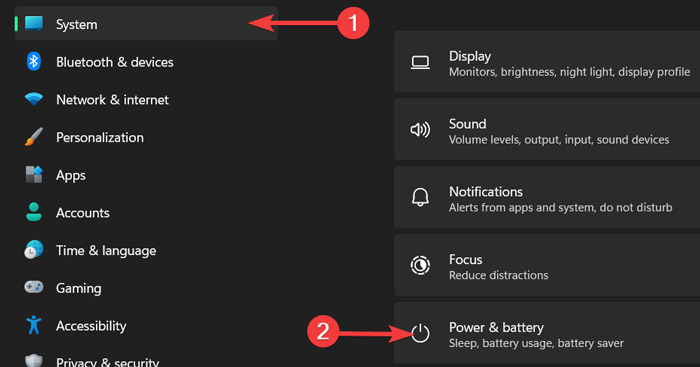 In System Select Power And Battery