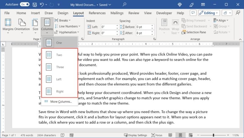 Column Paragraph How to Add and Format Columns in Microsoft Word - Make Tech Easier