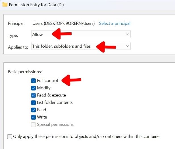 Change settings and check Basic permissions boxes.