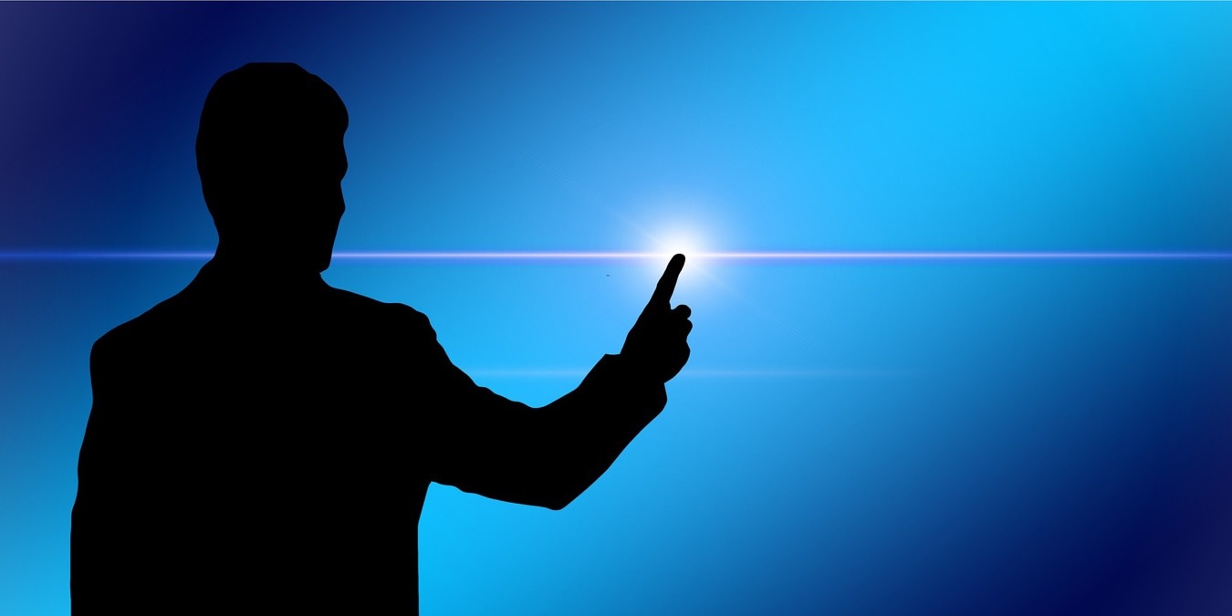 Man turning on technology