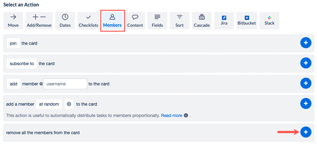 Remove Members action