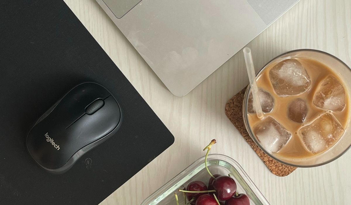 Mouse on a mousepad.