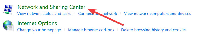Opening Network And Sharing Center On Windows