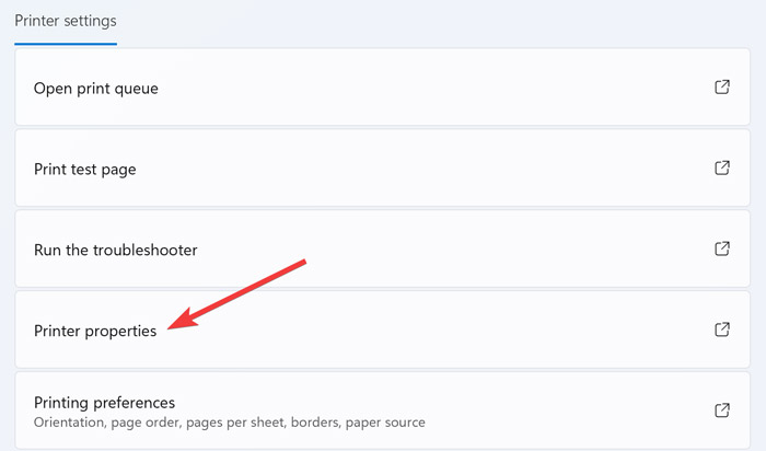 Opening Printer Properties